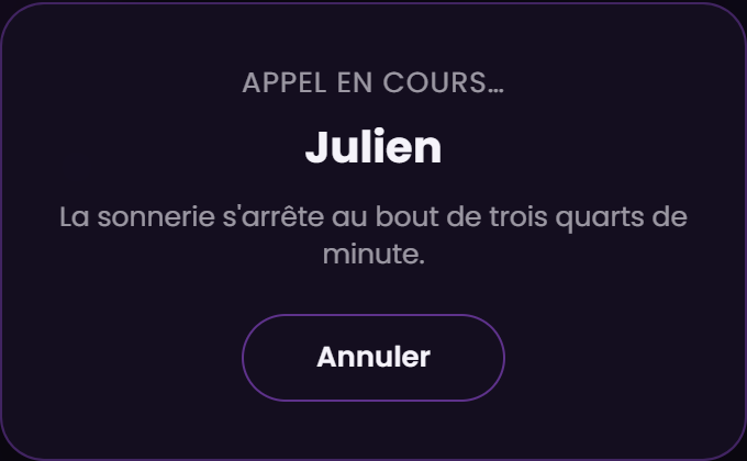 Fenêtre : appel en cours, bouton Annuler