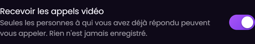 Réglage : recevoir les appels vidéo
